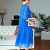 法式气质，新款优雅名媛桑蚕丝克莱因蓝真丝连衣裙SS-002 商品缩略图3