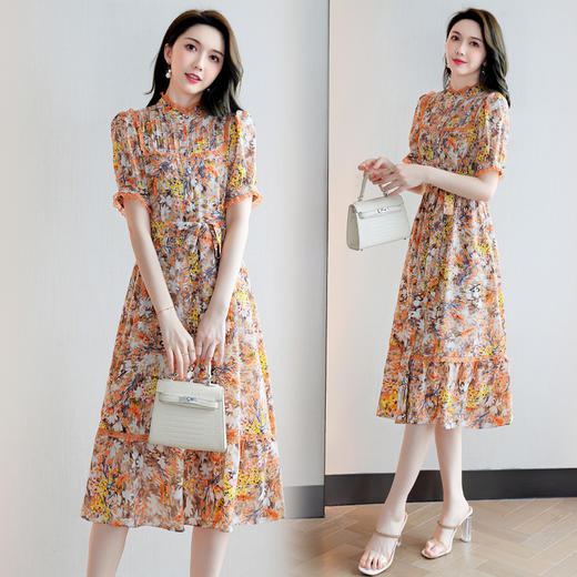 法式减龄，碎花修身显瘦连衣裙（配腰带）HR-YJHE2107 商品图3