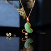 18K玫瑰金和田玉（碧玉）镶钻项链--蝶/蝶翼7*13mm/链长40+2cm/苹果绿 商品缩略图1