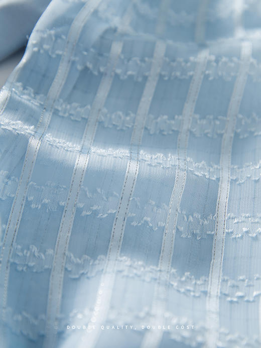 【618秒杀】熙世界早秋新款女装温柔风提花雪纺长袖拼接假两件V领T恤上衣 商品图5