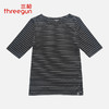 Threegun三枪 【水柔弹力棉】横条圆领女士中袖上衣打底衫-23694A011 商品缩略图1