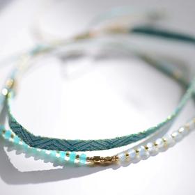 VIKIKO 天然半宝天河石海蓝宝水晶女生细小手链