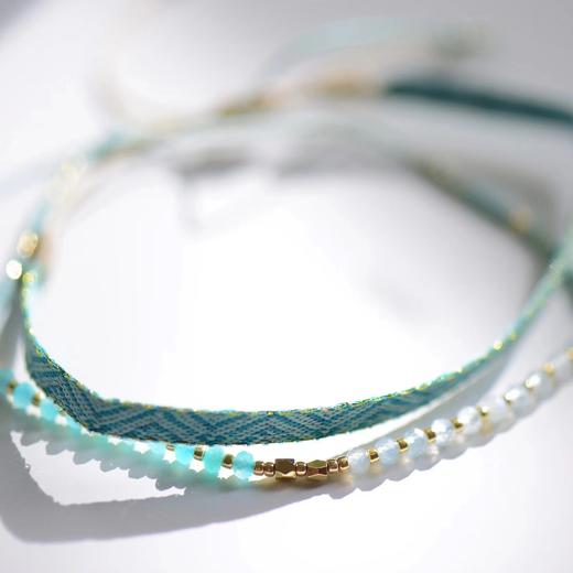 VIKIKO 天然半宝天河石海蓝宝水晶女生细小手链 商品图0