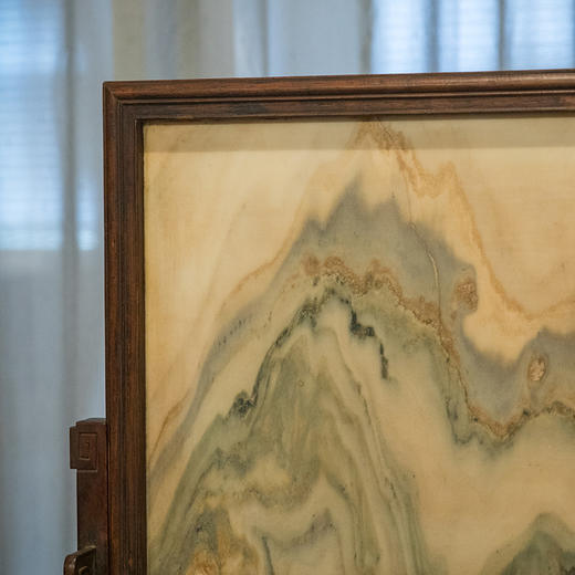 清 红木镶云石回纹插屏 商品图1