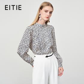 EITIE爱特爱秋冬新款修身显瘦百搭印花立领衬衣上衣小上衣6713410