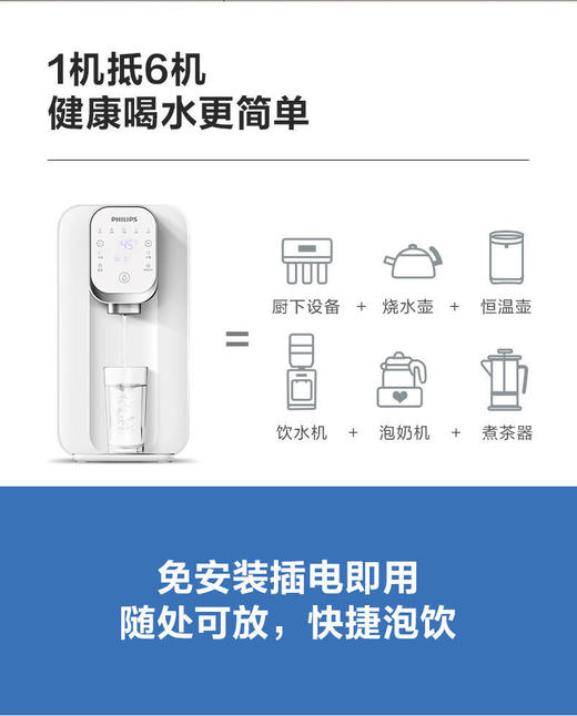飞利浦净水器加热一体机家用台式净饮机即热桌面智能水机ADD6824 商品图1
