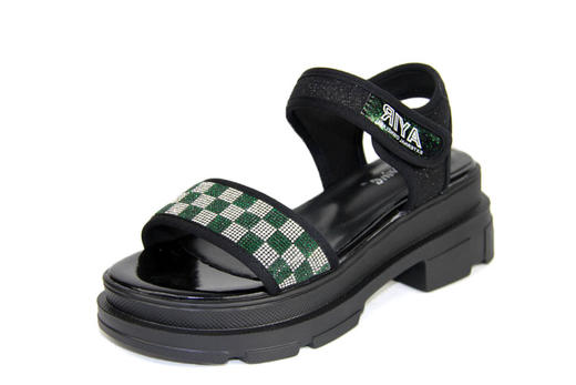 豪行2022年夏季款22201002时尚平跟宽松凉鞋中跟露趾方根女凉鞋 商品图0