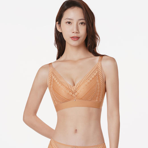 都市丽人舒软挺塑塑身系列调整型BC杯内衣蕾丝3/4杯超薄塑身文胸四排扣树脂胶圈LJ22K1 商品图0
