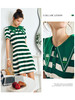 OLrain法式绿条纹短袖针织polo领连衣裙女夏季2022气质显瘦减龄裙 商品缩略图0