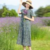 dp2035  轻奢2022中长款连衣裙女春夏季碎花气质A字裙子 商品缩略图1