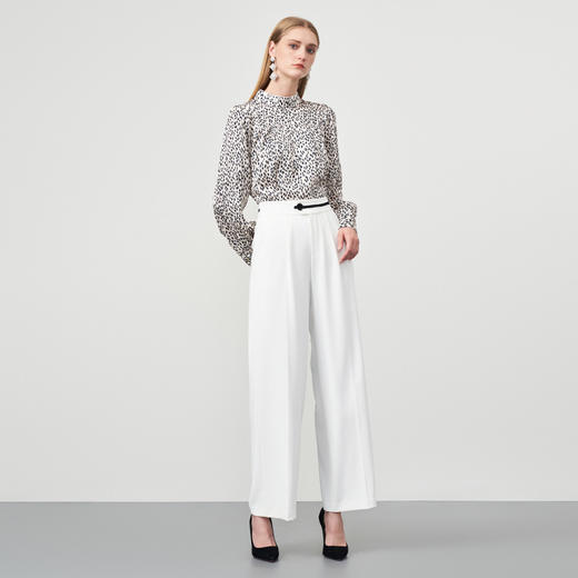 EITIE爱特爱秋冬新款修身显瘦百搭印花立领衬衣上衣小上衣6713410 商品图3