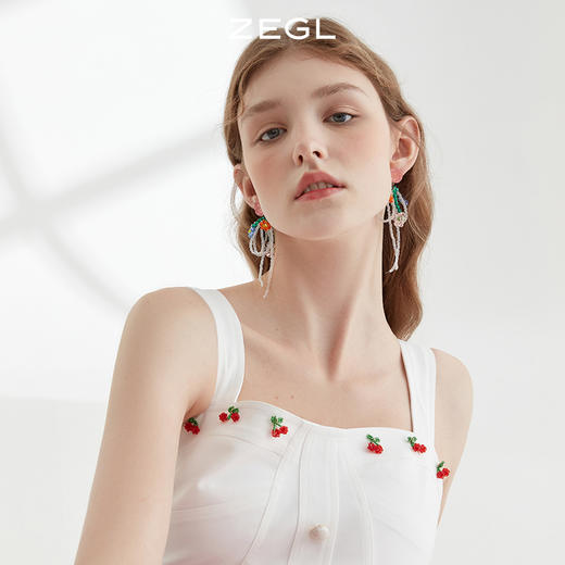 ZEGL花朵串珠耳环女高级感彩色耳钉夏日多巴胺穿搭度假银针耳饰品 商品图3