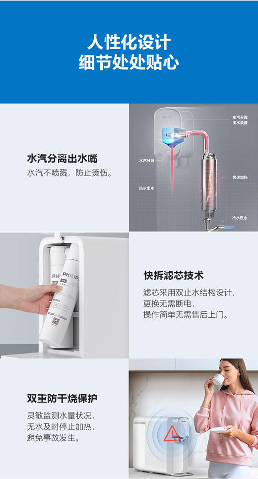 飞利浦净水器加热一体机家用台式净饮机即热桌面智能水机ADD6824 商品图9