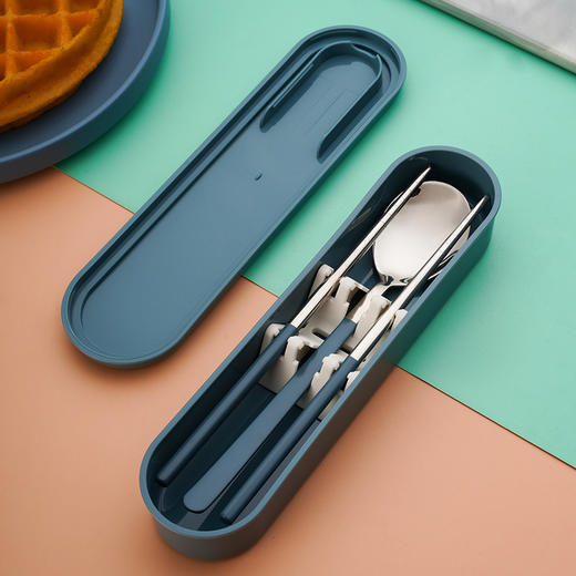 「304不锈钢材质」便携餐具两件套套装公司活动礼品 学生上班族筷勺餐饮用具盒装 商品图3