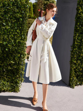 OLrain法式白色风衣外套女早秋2022年新款气质薄款高级感中长大衣