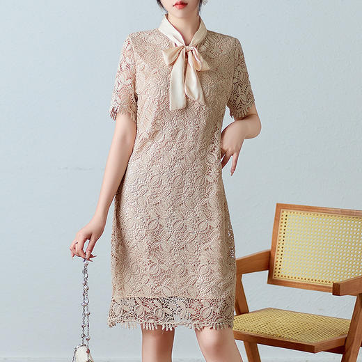 时尚气质，新款别致小个子感水溶蕾丝连衣裙SS-001 商品图0