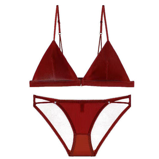 【恋上聚拢的舒适感】黛唯梵 法式前扣内衣，小胸聚拢无磁美背无钢圈性感文胸，夏季薄款胸罩套装七夕情人节 商品图5