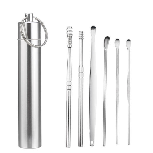 「铝桶装6件套」尊舵便携不锈钢掏耳耳挖工具套装6件套居家日用采耳清洁器挖耳勺 商品图4