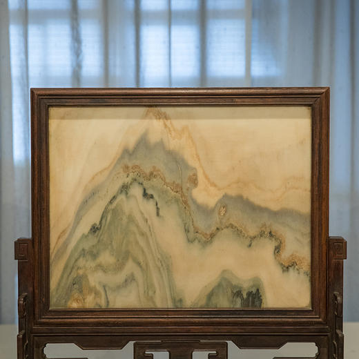 清 红木镶云石回纹插屏 商品图2