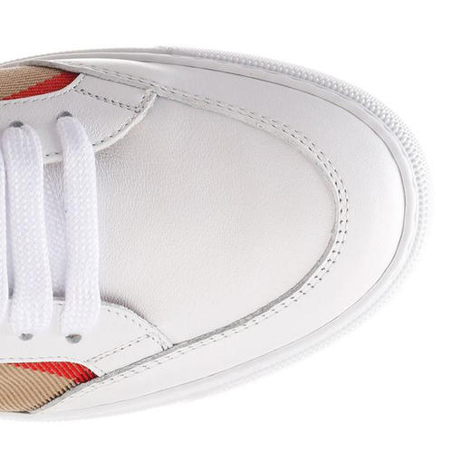 【二】BURBERRY 巴宝莉 女士 House 格纹和皮革休闲运动鞋 格子 8056712 A1462 商品图3