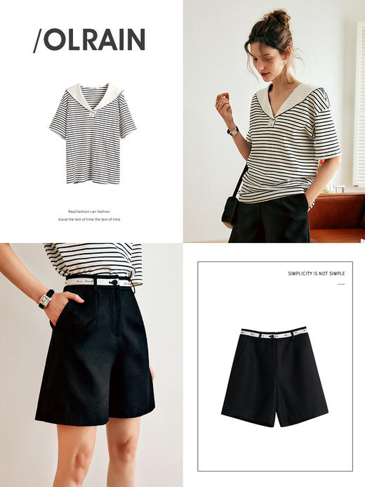 欧芮儿OLrain法式穿搭黑色休闲裤女夏季2022新款高腰阔腿西装裤 商品图1