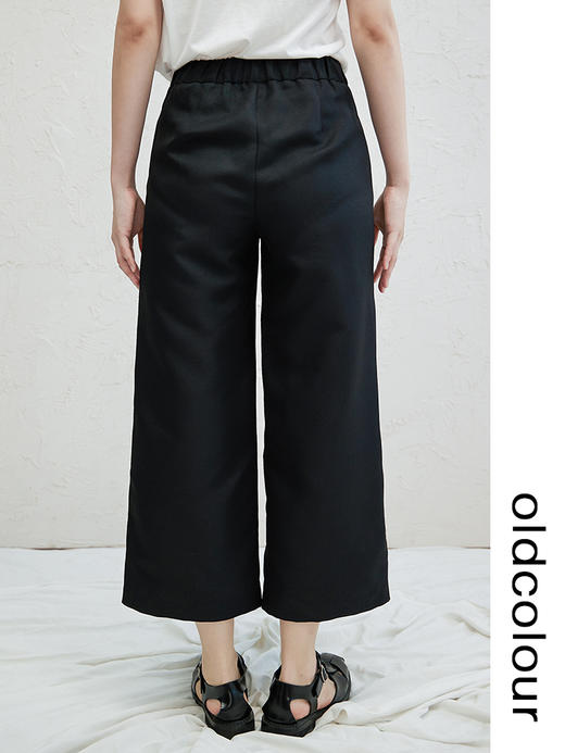 oldcolour黑色休闲直筒阔腿裤早秋2022新款薄款宽松舒适七分裤 商品图3