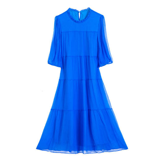 法式气质，新款优雅名媛桑蚕丝克莱因蓝真丝连衣裙SS-002 商品图5