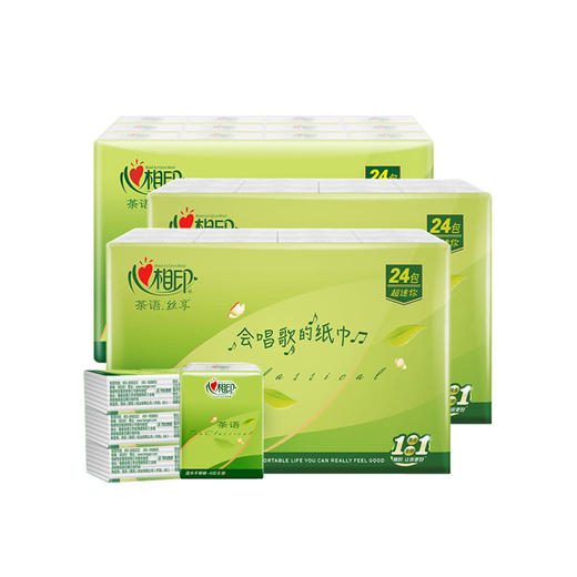  心相印茶语丝享系列24包装四层手帕纸24包*3条 商品图0
