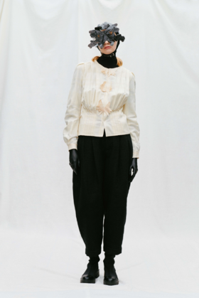 Renlisu  麦色羊毛格纹肌理短衬衫