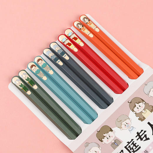 「合金筷子5双装」五色指甲碗筷家用日式餐具餐饮用具一人一筷卡通图案 商品图3