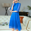 法式气质，新款优雅名媛桑蚕丝克莱因蓝真丝连衣裙SS-002 商品缩略图2