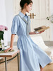 OLrain法式披肩衬衫连衣裙女夏季2022年新款减龄小清新a字大摆裙 商品缩略图1