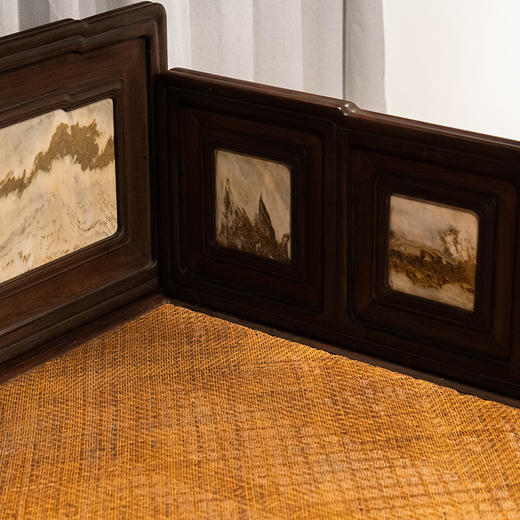 清 红木镶云石七屏风式罗汉床 商品图3