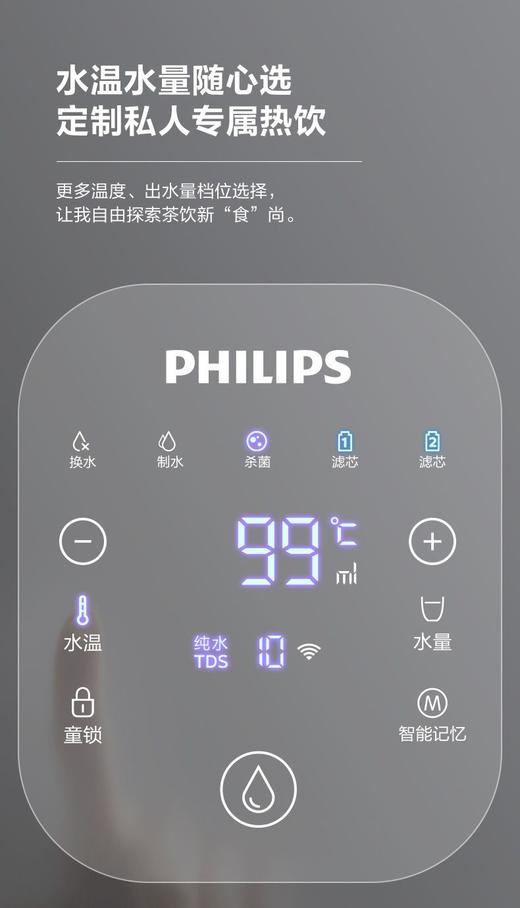 飞利浦净水器加热一体机家用台式净饮机即热桌面智能水机ADD6824 商品图11