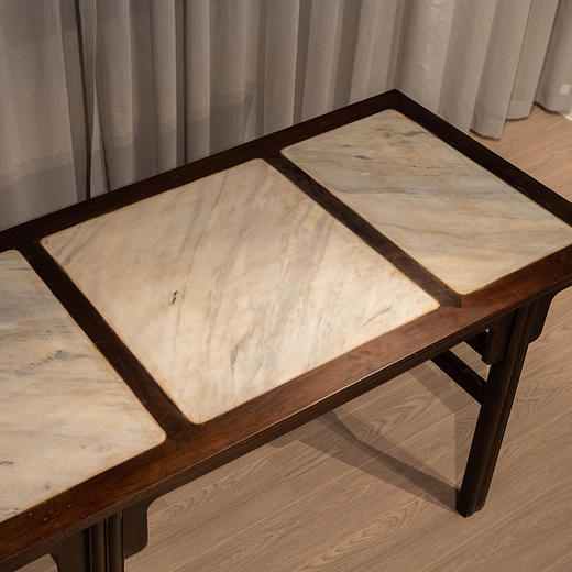 清 红木三镶云石夹头榫刀牙板画案 商品图2