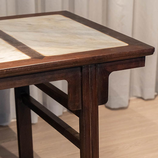 清 红木三镶云石夹头榫刀牙板画案 商品图3