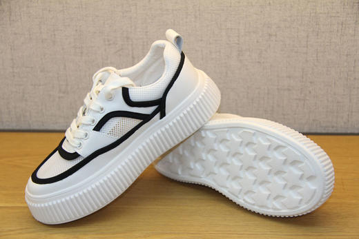 豪行2022年夏季款22278672真皮单网厚底运动板鞋网眼透气小白鞋女 专柜正品 商品图4