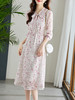 【专属特价】熙世界薄雾玫瑰碎花连衣裙女长袖秋新款浪漫飘带V领收腰雪纺裙子 商品缩略图1
