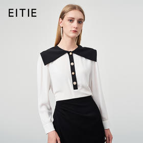 EITIE爱特爱秋季新款通勤百搭飘带直筒上衣衬衫6713402