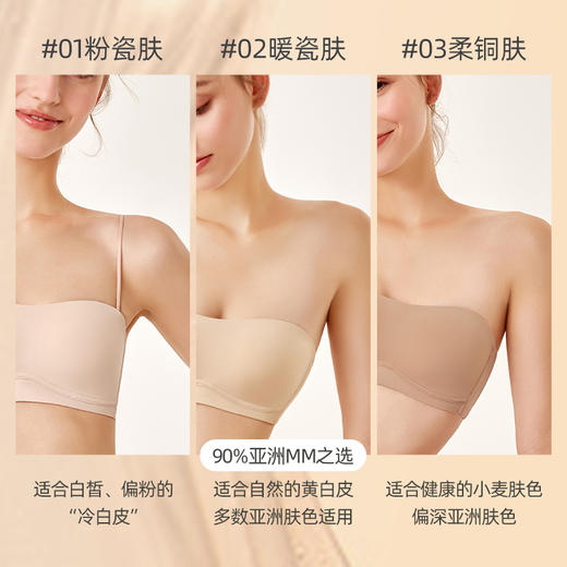 好奇蜜斯无肩带内衣女夏季薄款凉感抹胸裹胸美背无痕防走光文胸罩乔莉乔娜 商品图3