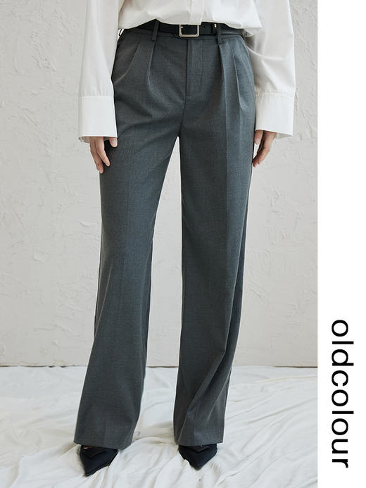 oldcolour灰色直筒西装阔腿裤早秋2022秋季高腰垂感休闲拖地裤女 商品图3