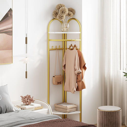 【主播推荐】网红衣帽架落地简约意式收纳架房间墙角挂衣架家用简易转角衣帽架 商品图2