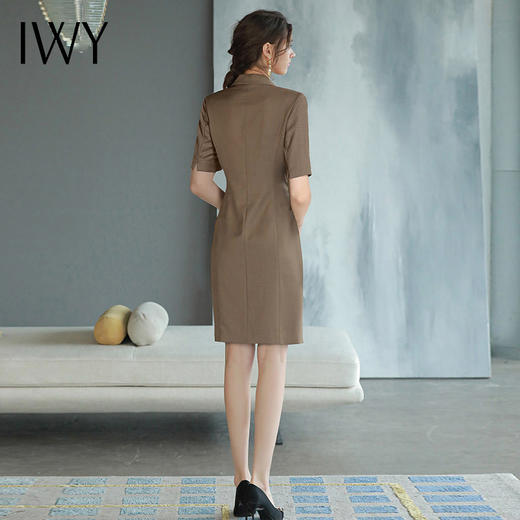 IWY/高档西装连衣裙咖色女总裁范商务正装裙子气质干练双排扣工服Q745 商品图3