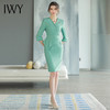 IWY/绿色西装连衣裙五分袖高端气质名媛女神范高级感职业装裙西服Q750 商品缩略图2