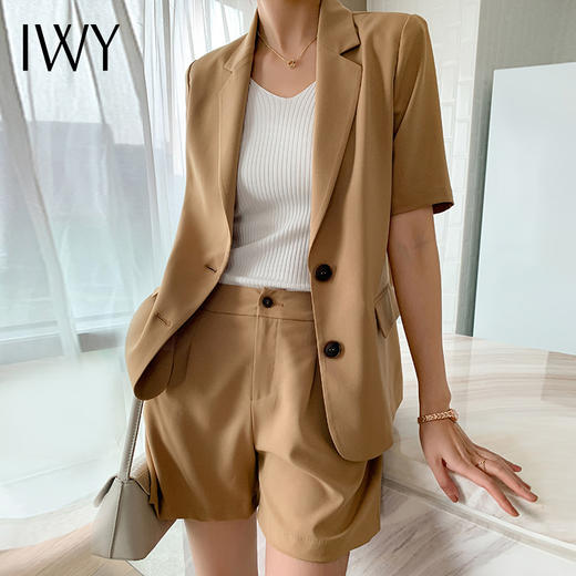 IWY/西装套装女短袖卡其设计感薄款西服短袖时尚女装套装ACP62 商品图2