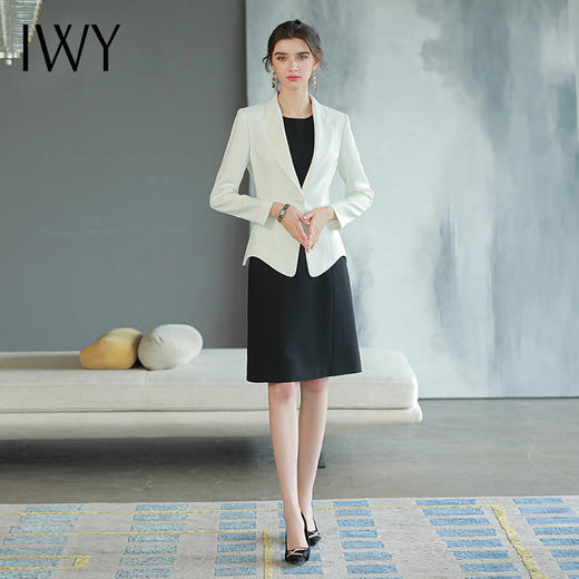 IWY/白色西装套装女高端职业装无袖内搭连衣裙时尚总裁裁商务正装C1576+Q753 商品图0