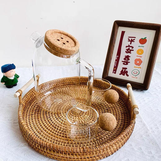 高硼硅透明玻璃耐热凉水壶日式大容量家用柠檬北欧花水果茶 商品图4