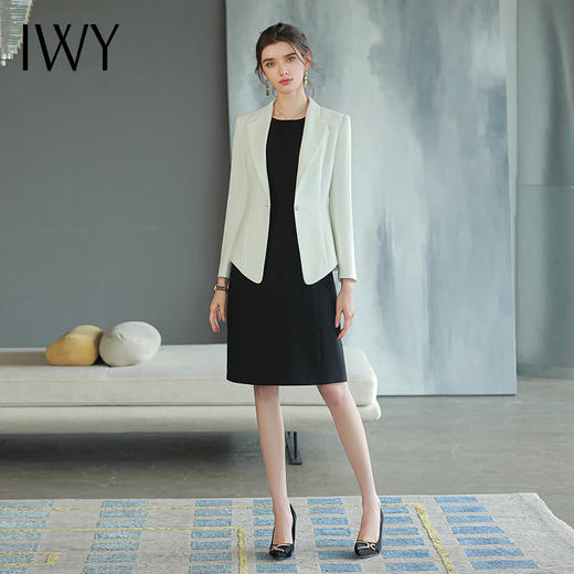 IWY/白色西装套装女高端职业装无袖内搭连衣裙时尚总裁裁商务正装C1576+Q753 商品图1