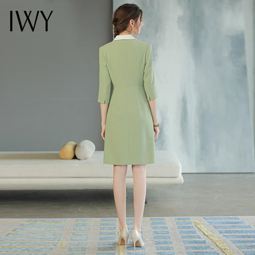 IWY/绿色显白西装连衣裙主持人正装播音艺考气质名媛小个子西服裙Q757 商品图3