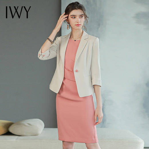 IWY/职业装气质女神范套装裙女时尚气质两件套七分袖ol背心连衣裙C1577+Q754 商品图1